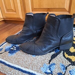 Donald J. Pliner Black Leather Ankle Boots with Studs